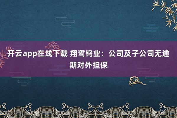 开云app在线下载 翔鹭钨业：公司及子公司无逾期对外担保